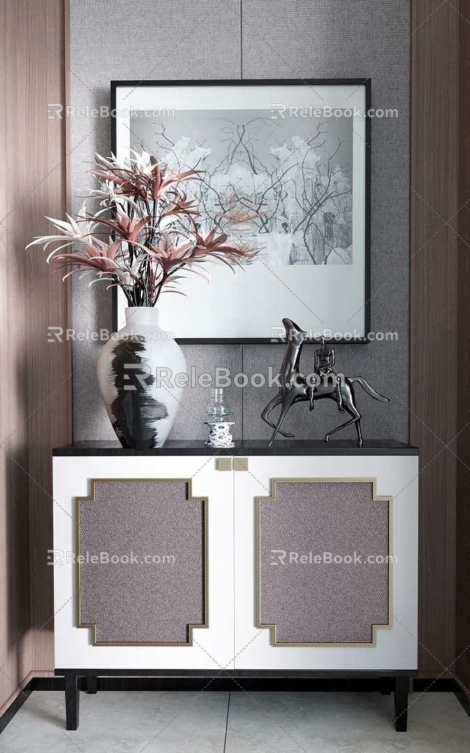 New Chinese-style Entrance Cabinet 3d model