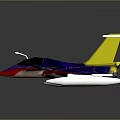 Colorful Fighter Jet Model With Blue Red Yellow Accents And Detailed Wing Design