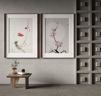 New Chinese Plant Painting Decorative Painting 3d model