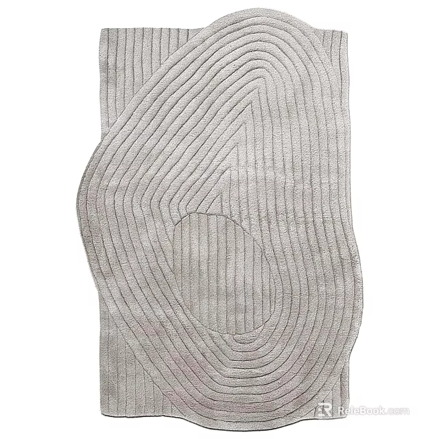 Square Carpet With Geometric Wavy Lines Pattern And Soft Neutral Texture 3d model