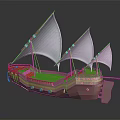 Classic Wooden Sailboat With White Sails And Vintage Deck Design Details
