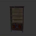 Vintage Wooden Bookshelf With Multiple Shelves And Bottom Cabinet Doors