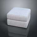 Modern Light Gray Square Ottoman with Striped Texture and Simple Design 3d model