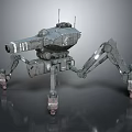Mechanical Quadruped Robot With Heavy Weaponry And Metallic Armored Structure 3d model