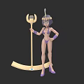 Mythical Female Character In Purple Bikini Feathered Headdress And Purple High Heels Holding Tall Staff
