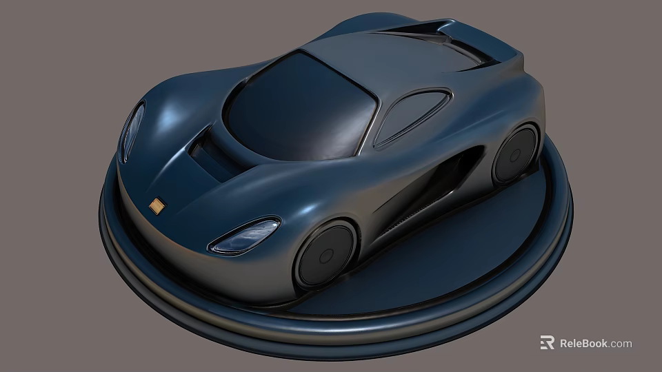 3D Designed Car Ornament Decoration Piece With Circular Base And Sleek Black Finish 3d model 