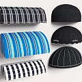 Various Stylish Awnings with Striped Checkered and Solid Color Patterns