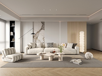 modern living room cream living room 3d model