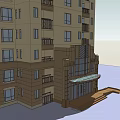 Modern High Rise Building Exterior With Light Colored Facade And Multiple Windows 3d model