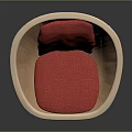 Stylish Leisure Chair With Wicker Backrest Red Cushion And Wooden Legs