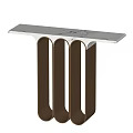 Stylish Modern Console Table With Curved Metal Panels And Marble Top Design