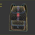Stylish Dark Colored Backpack Featuring Geometric Pattern And Buckle Design With Adjustable Straps 3d model