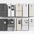 Various Modern Refrigerators Featuring Different Colors Styles and Digital Display Designs 3d model