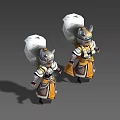 Men Wearing Silver And Yellow Armor With White Feather Decorated Helmets