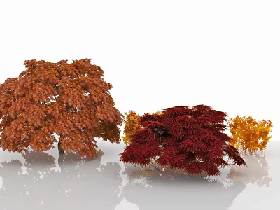 Vibrant Autumn Shrubs Showcasing Red Orange and Yellow Foliage for Outdoor Gardens 3d model