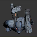 Futuristic Mech Weapon Design With Blue Armor And Arm Mounted Cannon