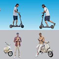 People Riding Electric Scooters And Standing With Electric Mopeds Using Phones