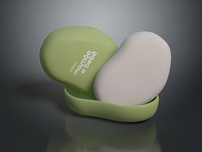 Green Soap Dish Holding White And Green Me Time Soaps For Daily Use 3d model