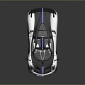 Sleek White And Black Sports Car With Blue Stripes And Rear Wing Design