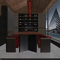 Cozy Bar Interior With Shelves Filled With Bottles Wooden Counter And Tall Stools