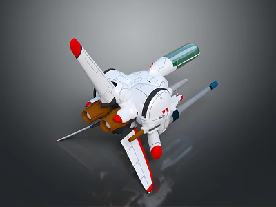 White Model Aircraft With Red Accents Green Component Blue Tip Wings And Detailed Design 3d model