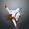 White Model Aircraft With Red Accents Green Component Blue Tip Wings And Detailed Design