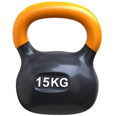 15KG Kettlebell Black With Orange Handle Fitness Sports Equipment For Strength Training 3d model