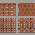 Red Brick Partitions With Various Hollow Out Design Patterns For Interior Decor 3d model
