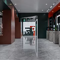 Modern Specialty Store Interior Design with Display Shelves and Ambient Lighting