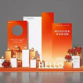 Vibrant Orange And White Photo Spot With HELLO Letters Red Flowers And Golden Spheres