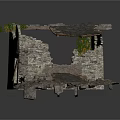 Ancient Stone Architectural Structure With Ruined Walls Wooden Beams And Stairs
