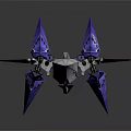 Futuristic Mechanical Sci Fi Device With Purple Wings And Geometric Metallic Sharp Design