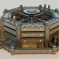 Future Architecture Octagonal Multi Level Structure With Tower Like Top And Cylindrical Elements