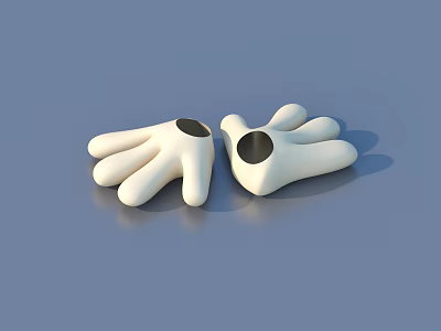 Pair of White Cartoon Gloves with Black Dots for Daily Use Soft and Comfortable 3d model