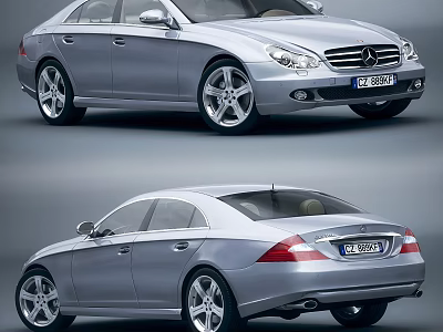 Silver Mercedes Sedan With Sleek Design And Alloy Wheels Front Rear Views 3d model