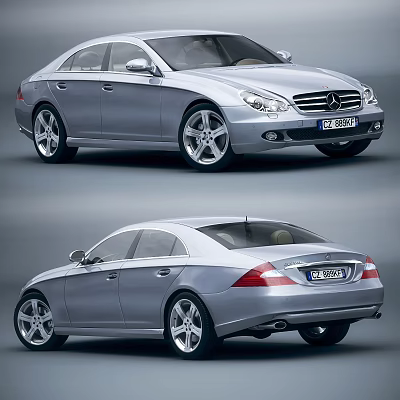 Silver Mercedes Sedan With Sleek Design And Alloy Wheels Front Rear Views 3d model
