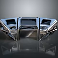 Futuristic Metallic Control Console With Display Panels Touch Controls And Sleek Design 3d model