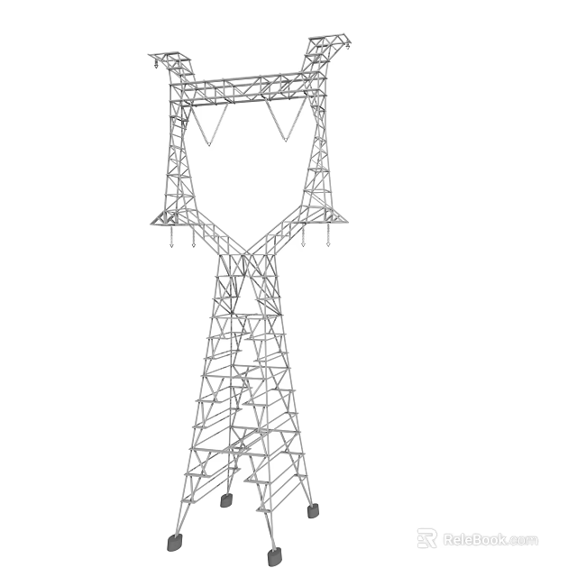 High Voltage Steel Transmission Tower For Electrical Power Distribution With Lattice Design And Stable Framework 3d model 