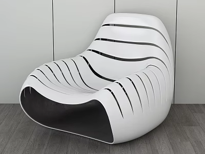 Modern White Bean Bag Chair With Black Stripes And Unique Shape For Interior Decor 3d model