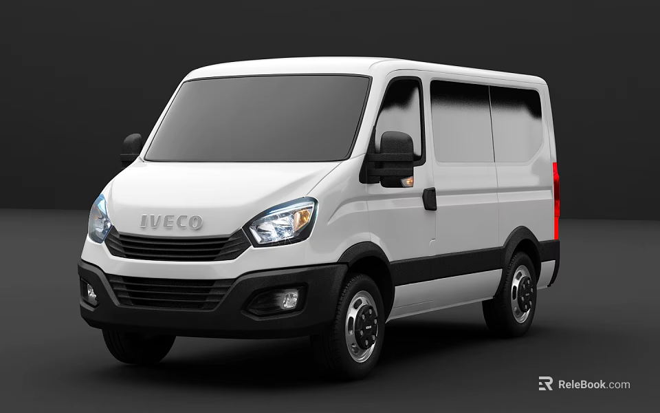 Iveco White Commercial Van Exterior Front And Side View Showcase 3d model 