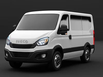 Iveco White Commercial Van Exterior Front And Side View Showcase 3d model