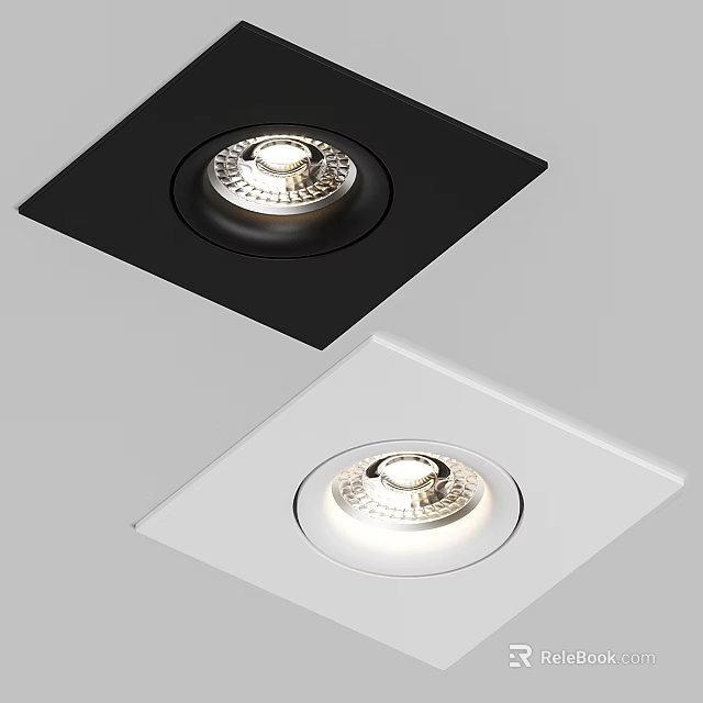 Modern Black And White Square Base Ceiling Mounted Downlight Spotlight With Bright Illumination 3d model