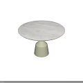 Modern Round Outdoor Table With Light Gray Tabletop And Green Conical Base 3d model
