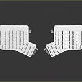 White Split Computer Keyboard Accessories With Grid Design For Ergonomic PC Use