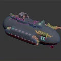 Military Style Submarine Model With Gray Hull And Red Bottom Design