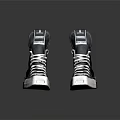 Stylish High Top Canvas Shoes With White Laces White Soles And Logo Label On Tongue