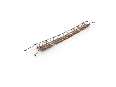 Elongated Wooden Bridge Structure Model with Metal Support Brackets and Points 3d model