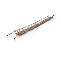 Elongated Wooden Bridge Structure Model with Metal Support Brackets and Points