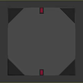 Gray Cube With Intricate Geometric Patterns And Red Corner Accents Design