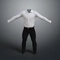 Men's Formal White Long Sleeve Shirt With Black Slim Fit Pants